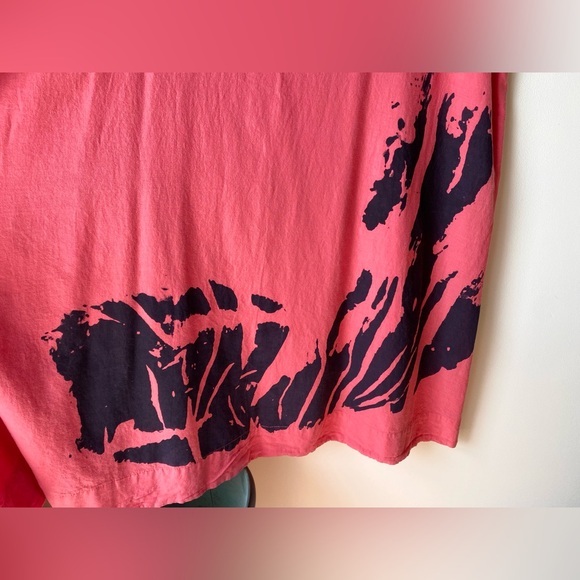 Coral A-line dress with black abstract print - Picture 9 of 10